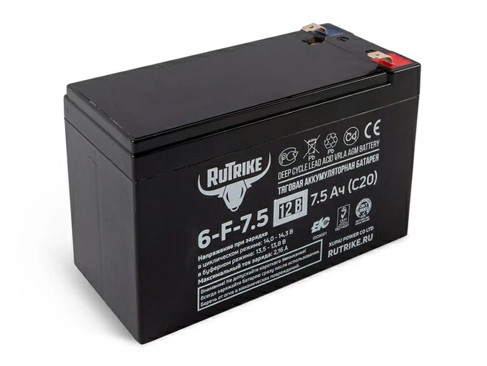Тяговый аккумулятор RuTrike 6-F-7,5 (12V7,5A/H C20)